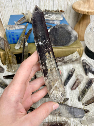 Quartz with Hematite and Lithium inclusions | Afghanistan from Curious Muse Crystals Tagged with Afghanistan, hematite, hematite red quartz, Laser quartz, lithium, Lithium quartz, Specular hematite