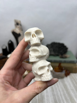 White Jade Crystal Skull Sculpture | Hand-Carved
