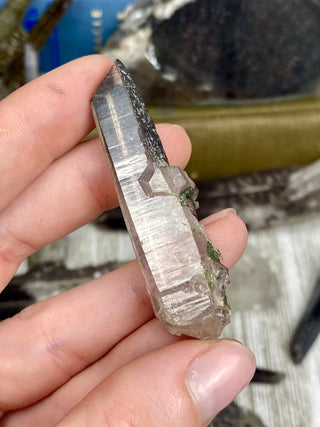 Quartz with Hematite and Lithium inclusions | Afghanistan from Curious Muse Crystals Tagged with Afghanistan, hematite, hematite red quartz, Laser quartz, lithium, Lithium quartz, Specular hematite