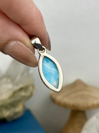 Larimar in Sterling Silver Pendant from Curious Muse Crystals Tagged with blue, crystal healing, Crystal Jewelry, energy work, hide-notify-btn, larimar, Sterling, sterling silver