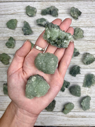 Prehnite with Epidote Cluster from Curious Muse Crystals Tagged with epidote, green, prehnite, raw, raw mineral