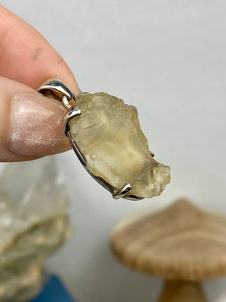 Libyan Desert Glass in Sterling Silver Pendant from Curious Muse Crystals Tagged with desert glass, hide-notify-btn, libya, necklace, Pendant, sterling silver, tektite, yellow