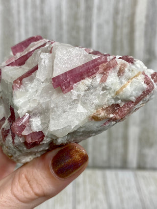 Pink Rubellite Tourmaline in Albite | Brazil from Curious Muse Crystals Tagged with Albite, brazil, hide-notify-btn, pink, raw, rubellite, tourmaline