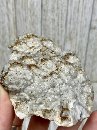 Calcite with Chalcopyrite | Cozamin Mine, Zacatecas, Mexico from Curious Muse Crystals Tagged with calcite, chalcopyrite, clear, fine mineral, gold, hide-notify-btn, mexico, raw