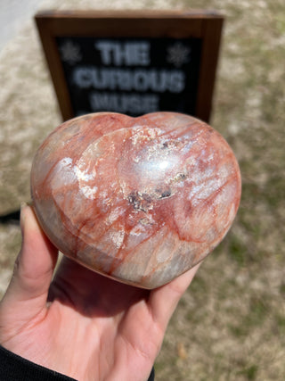 Red Moonstone Flashy Polished Crystal Heart