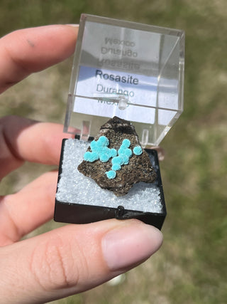 Rosasite with Aurichalcite Raw Pop up box | Ojuela Mine, Mexico