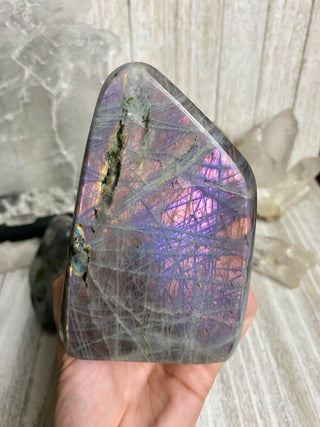 Purple Flash Labradorite Polished Free Form from Curious Muse Crystals Tagged with crystal energy, dark purple lab, full flash lab, hide-notify-btn, Labradorite, psychic protection, purple, reiki healing