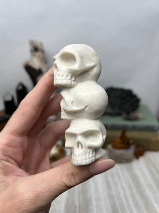 White Jade Crystal Skull Sculpture | Hand-Carved