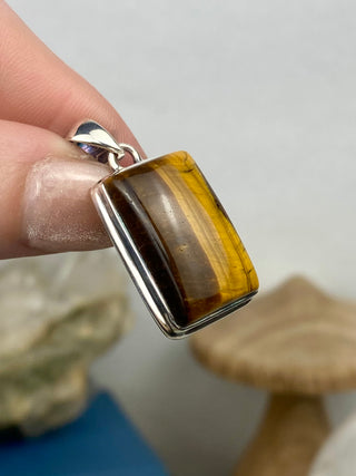 Tiger's Eye in Sterling Silver Pendant from Curious Muse Crystals Tagged with confidence, confidence crystal, hide-notify-btn, necklace, Pendant, solar plexus, solar plexus chakra, solar plexus work, sterling silver, tiger eye, tigers eye, yellow