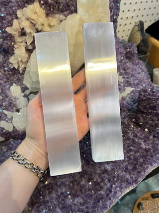 Selenite Flat Polished 6 inch Rectangle | Satin Spar Gypsum