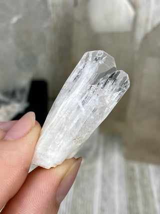 Danburite Raw Crystal Twin Termination | Caracas, Mexico from Curious Muse Crystals Tagged with clear, crown chakra, Crystal healing, danburite, hide-notify-btn, pink, raw, raw crystal