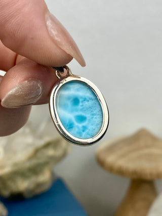 Larimar in Sterling Silver Pendant from Curious Muse Crystals Tagged with blue, crystal healing, Crystal Jewelry, energy work, hide-notify-btn, larimar, Sterling, sterling silver