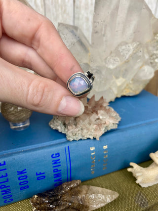 Welo Opal in Sterling Silver Ring | Silent Wolf Jewelry from Curious Muse Crystals Tagged with Ethiopian opal, flashy opal, opal, Opal ring, ring, Silent wolf jewelry, silver ring, Sterling, sterling silver, Welo Opal