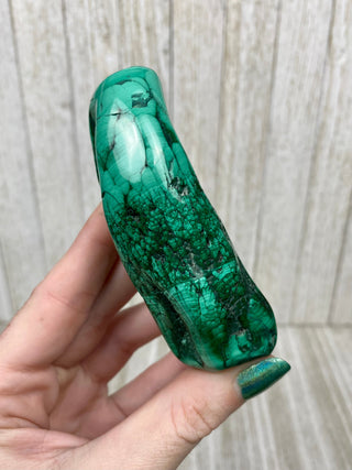 Malachite High Grade Polished Chunk from Curious Muse Crystals Tagged with Copper Stone, Crystal Healing, Dark Green Stone, Genuine Crystal, green, Hearth Chakra, hide-notify-btn, high grade, Malachite, Manifestation, Mineral Collection, Natural Mineral, polished, Raw Mineral