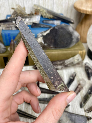 Quartz with Hematite and Lithium inclusions | Afghanistan from Curious Muse Crystals Tagged with Afghanistan, hematite, hematite red quartz, Laser quartz, lithium, Lithium quartz, Specular hematite