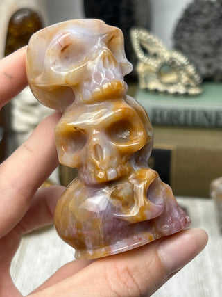 Chalcedony Crystal Skull Sculpture | Hand-Carved