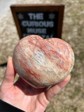 Red Moonstone Flashy Polished Crystal Heart