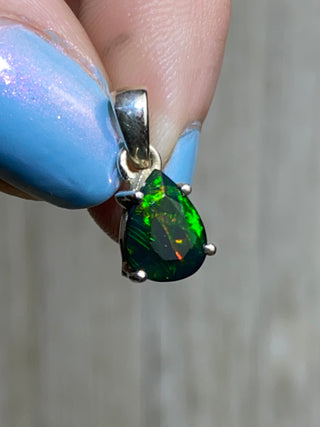 Black Opal in Sterling Silver Pendant from Curious Muse Crystals Tagged with black opal, crystal healing, Crystal Jewelry, energy work, flashy opal, hide-notify-btn, opal, opal crystal pendant, reiki crystal, Sterling, sterling silver, witchy jewelry