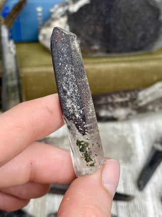 Quartz with Hematite and Lithium inclusions | Afghanistan from Curious Muse Crystals Tagged with Afghanistan, hematite, hematite red quartz, Laser quartz, lithium, Lithium quartz, Specular hematite