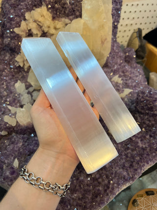 Selenite Flat Polished 6 inch Rectangle | Satin Spar Gypsum