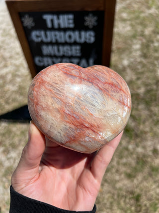 Red Moonstone Flashy Polished Crystal Heart