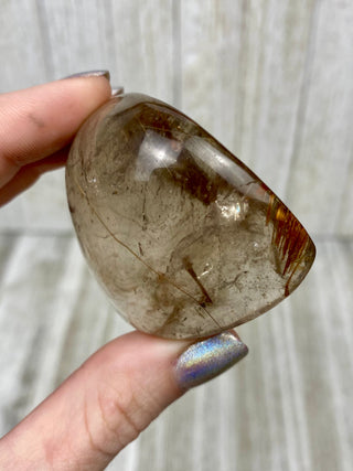 Rutile Smoky Quartz Semi-Polished Free Form High Grade from Curious Muse Crystals Tagged with clear, clear brazil quartz, crystal energy, crystal lens, genuine crystal, hide-notify-btn, polished, quartz, reiki crystal, reiki healing, rutile