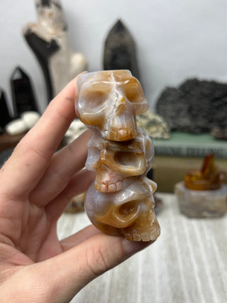 Chalcedony Crystal Skull Sculpture | Hand-Carved