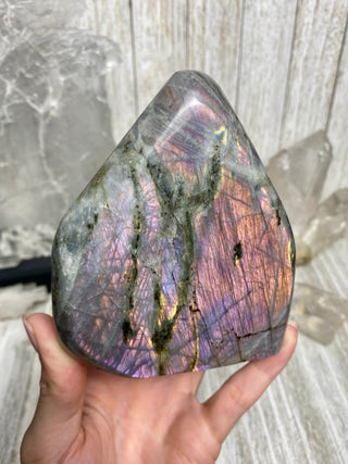 Purple Flash Labradorite Polished Free Form from Curious Muse Crystals Tagged with crystal energy, dark purple lab, full flash lab, hide-notify-btn, Labradorite, psychic protection, purple, reiki healing