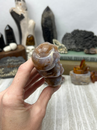 Chalcedony Crystal Skull Sculpture | Hand-Carved