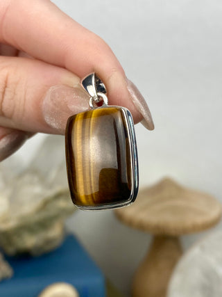 Tiger's Eye in Sterling Silver Pendant from Curious Muse Crystals Tagged with confidence, confidence crystal, hide-notify-btn, necklace, Pendant, solar plexus, solar plexus chakra, solar plexus work, sterling silver, tiger eye, tigers eye, yellow
