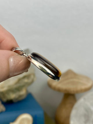 Tiger's Eye in Sterling Silver Pendant from Curious Muse Crystals Tagged with confidence, confidence crystal, hide-notify-btn, necklace, Pendant, solar plexus, solar plexus chakra, solar plexus work, sterling silver, tiger eye, tigers eye, yellow