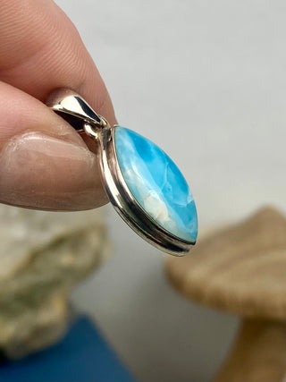 Larimar in Sterling Silver Pendant from Curious Muse Crystals Tagged with blue, crystal healing, Crystal Jewelry, energy work, hide-notify-btn, larimar, Sterling, sterling silver