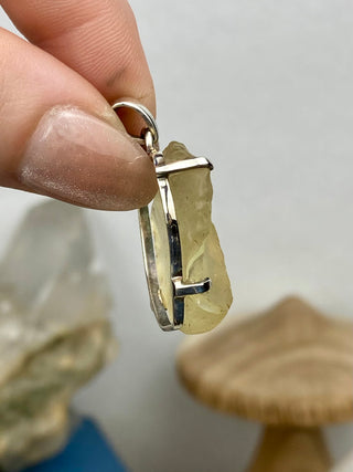 Libyan Desert Glass in Sterling Silver Pendant from Curious Muse Crystals Tagged with desert glass, hide-notify-btn, libya, necklace, Pendant, sterling silver, tektite, yellow