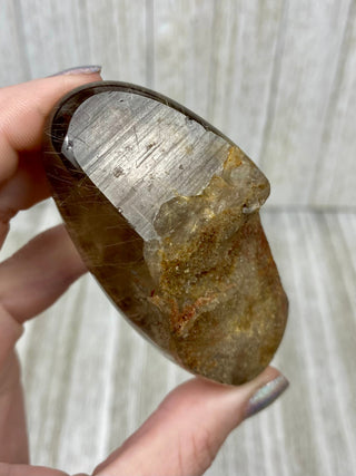 Rutile Citrine Quartz Semi-Polished Free Form High Grade from Curious Muse Crystals Tagged with clear, clear brazil quartz, crystal energy, crystal lens, genuine crystal, hide-notify-btn, polished, quartz, reiki crystal, reiki healing, rutile
