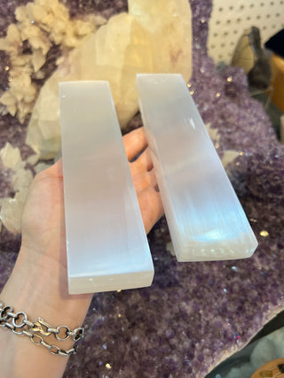 Selenite Flat Polished 6 inch Rectangle | Satin Spar Gypsum