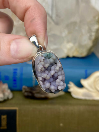 Grape Agate in Sterling Silver Pendant from Curious Muse Crystals Tagged with botyroidal, chalcedony, Crystal healing, genuine crystal, grape agate, hide-notify-btn, jewelry, natural mineral, Pendant, purple, raw mineral, reiki crystal, Sterling