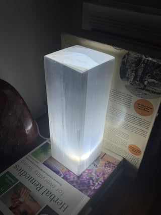 Selenite Lamp 8” Rectangle | Satin Spar Cleansing Crystal