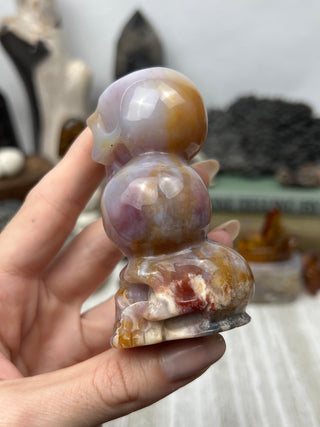 Chalcedony Crystal Skull Sculpture | Hand-Carved