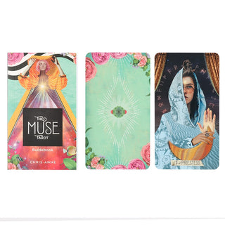 The Muse Tarot | Poetic Dreamscapes | Surrealism Art from Curious Muse Crystals Tagged with alternative tarot, astrology tarot, bright pastel art, divination tool, feminine tarot, major arcana, minor arcana, surrealism tarot, tarot deck, throat chakra, with guidebook