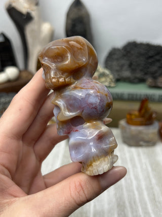 Chalcedony Crystal Skull Sculpture | Hand-Carved