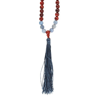 Communication Mala | Rosewood & Sodalite Prayer Bead Necklace from Curious Muse Crystals Tagged with beaded necklace, communication, Crystal healing, mala, prayer beads, reiki healing, rosewood, sodalite, truth
