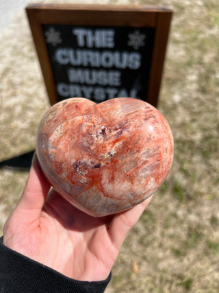 Red Moonstone Flashy Polished Crystal Heart