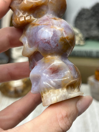 Chalcedony Crystal Skull Sculpture | Hand-Carved