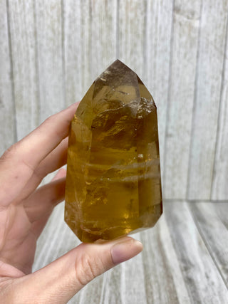Citrine Tower from Brazil with Rainbows | Polished Crystal Obelisk from Curious Muse Crystals Tagged with brazil, citrine, Crystal healing, genuine crystal, natural citrine, solar plexus chakra, tower, yellow