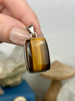 Tiger's Eye in Sterling Silver Pendant from Curious Muse Crystals Tagged with confidence, confidence crystal, hide-notify-btn, necklace, Pendant, solar plexus, solar plexus chakra, solar plexus work, sterling silver, tiger eye, tigers eye, yellow