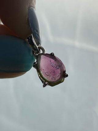 Tourmaline in Sterling Silver Pendant from Curious Muse Crystals Tagged with crystal healing, Crystal Jewelry, energy work, hide-notify-btn, pink, red, Sterling, sterling silver, tourmaline