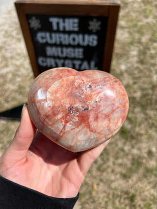 Red Moonstone Flashy Polished Crystal Heart