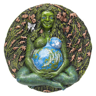 Mother Gaia Wall Plaque from Curious Muse Crystals for 49. Tagged with gaia, millennial gaia, mother earth, sacred space, statue, wall decor