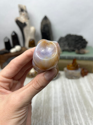 Chalcedony Crystal Skull Sculpture | Hand-Carved