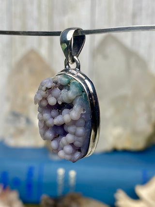 Grape Agate in Sterling Silver Pendant from Curious Muse Crystals Tagged with botyroidal, chalcedony, Crystal healing, genuine crystal, grape agate, hide-notify-btn, jewelry, natural mineral, Pendant, purple, raw mineral, reiki crystal, Sterling